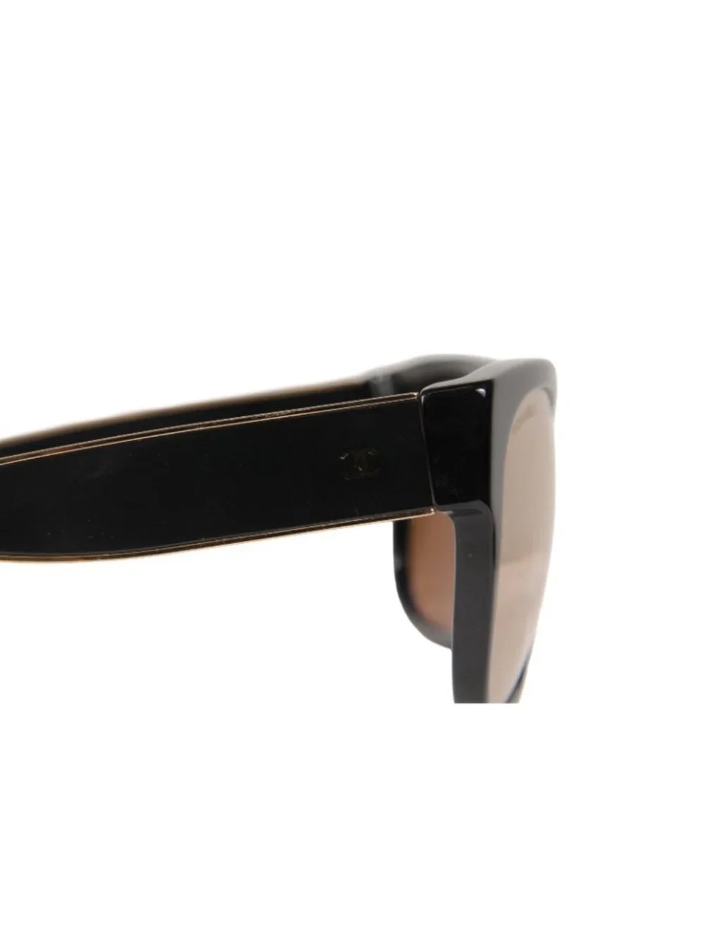 Chanel Womens Mirrored CC Logo Sunglasses 5270 Black Gold Gold Round Oval